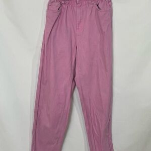 Highwaisted Stretchy Pink Denim Cropped Jean Capri Ankle Cutoff Mom Baggy Refuge